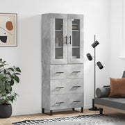 Hoge kast 69,5x34x180 cm bewerkt hout betongrijs