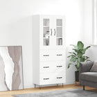 Hoge kast 69,5x34x180 cm bewerkt hout wit