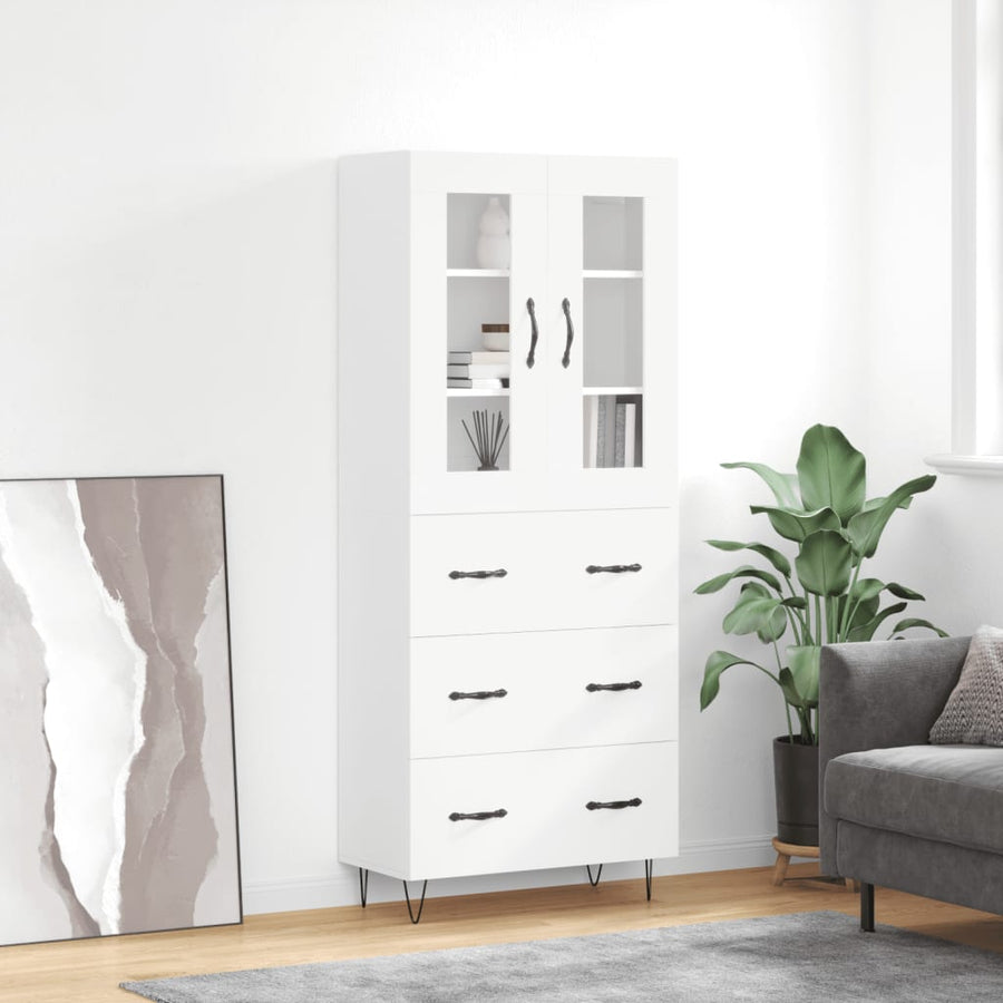 Hoge Kast 69,5X34X180 Cm Bewerkt Hout Wit