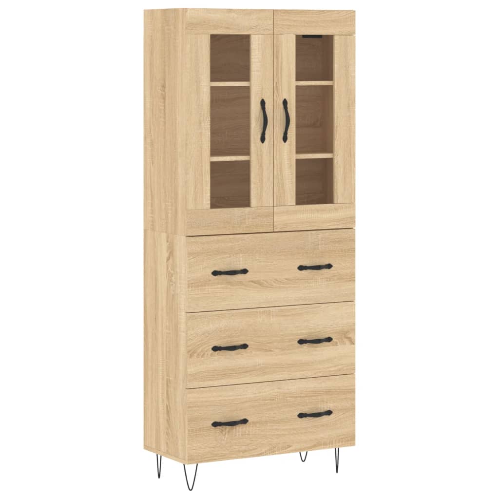 Hoge Kast 69,5X34X80 Cm Bewerkt Hout Kleurig Sonoma eiken 3 lades