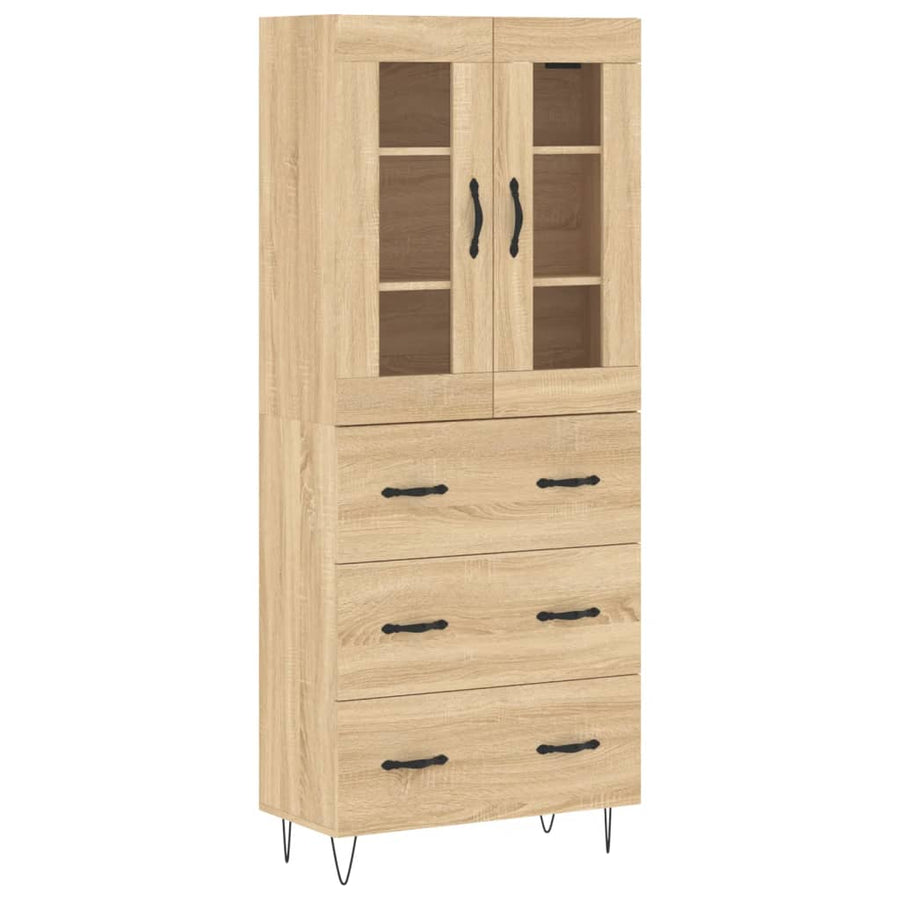 Hoge Kast 69,5X34X80 Cm Bewerkt Hout Kleurig Sonoma eiken 3 lades