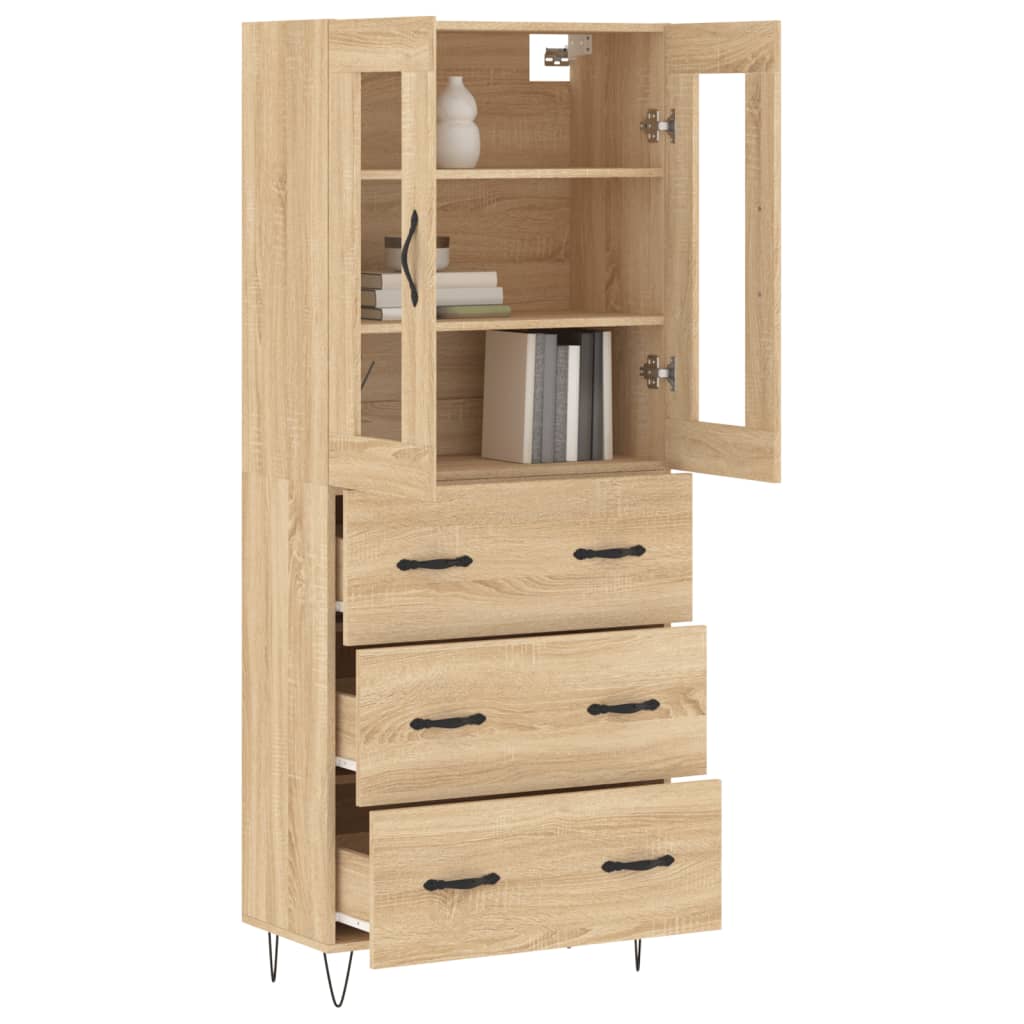 Hoge Kast 69,5X34X80 Cm Bewerkt Hout Kleurig Sonoma eiken 3 lades
