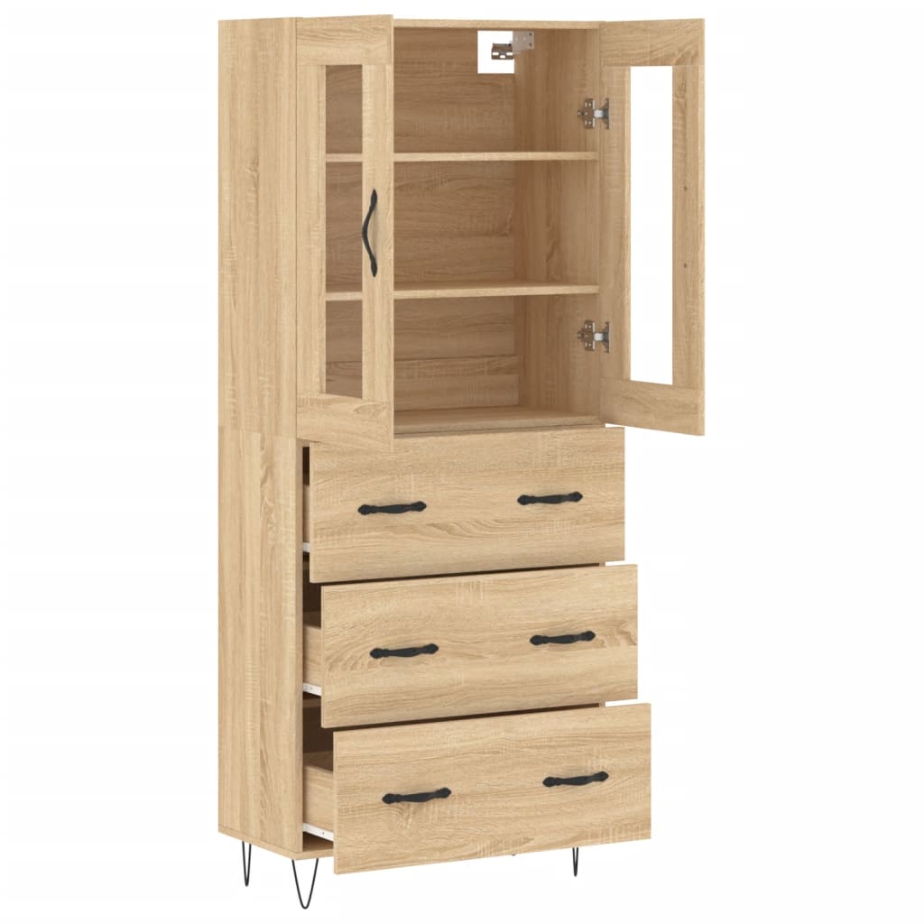 Hoge Kast 69,5X34X80 Cm Bewerkt Hout Kleurig Sonoma eiken 3 lades