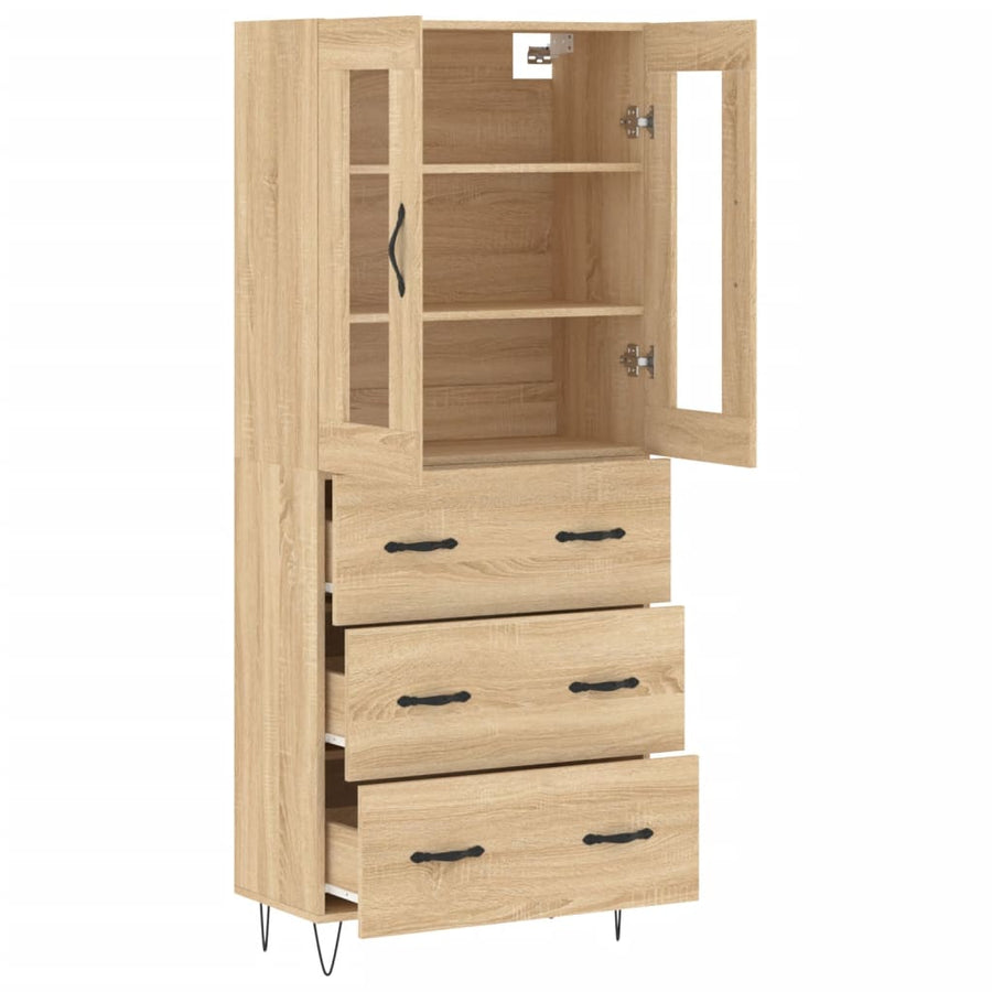 Hoge Kast 69,5X34X80 Cm Bewerkt Hout Kleurig Sonoma eiken 3 lades