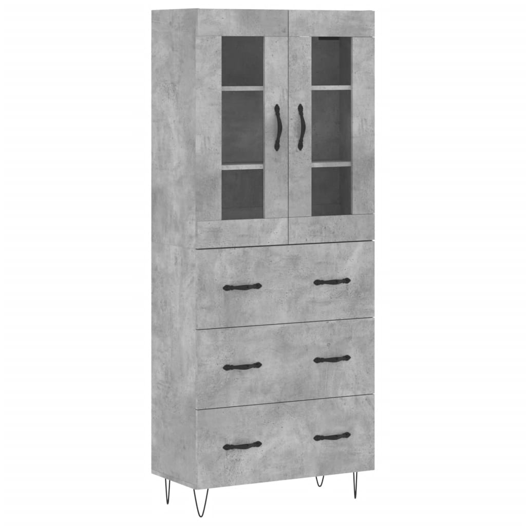 Hoge Kast 69,5X34X180 Cm Bewerkt Hout Betongrijs