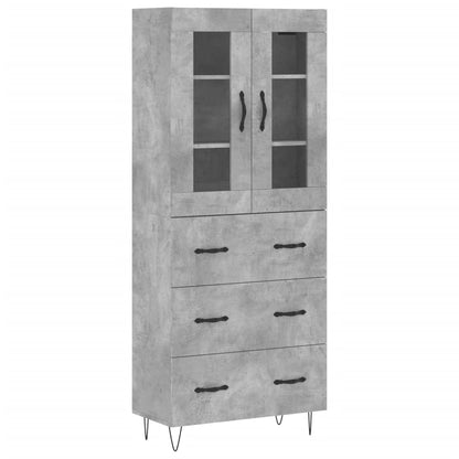 Hoge Kast 69,5X34X180 Cm Bewerkt Hout Betongrijs