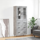 Hoge kast 69,5x34x180 cm bewerkt hout betongrijs