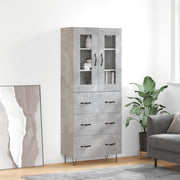 Hoge kast 69,5x34x180 cm bewerkt hout betongrijs