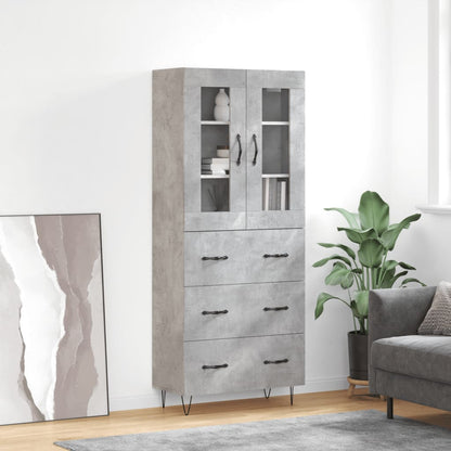 Hoge Kast 69,5X34X180 Cm Bewerkt Hout Betongrijs