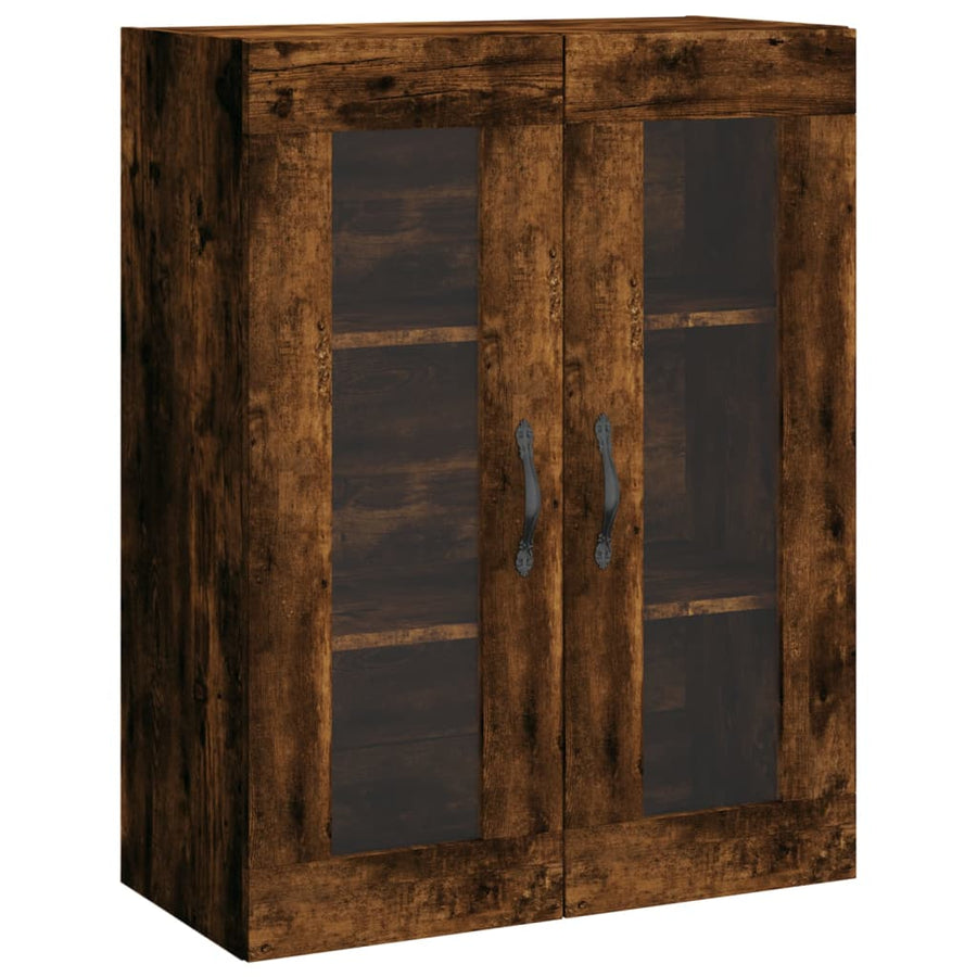 Hoge Kast 69,5X34X180 Cm Bewerkt Hout Kleurig Gerookt eiken