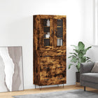 Hoge kast 180x69,5x34 cm bewerkt hout gerookt eiken