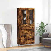 Hoge kast 180x69,5x34 cm bewerkt hout gerookt eiken