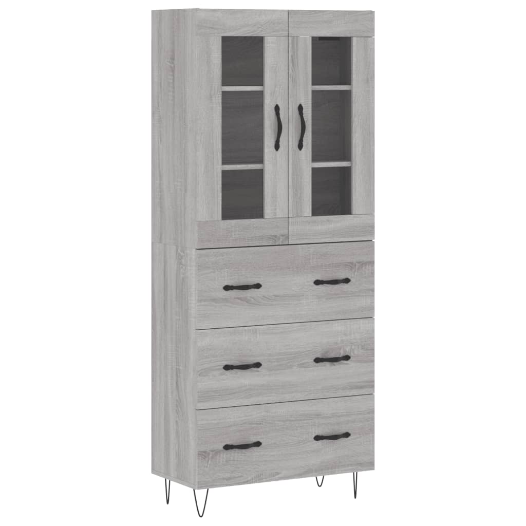 Hoge Kast 69,5X34X180 Cm Bewerkt Hout Eikenkleurig Grijs sonoma
