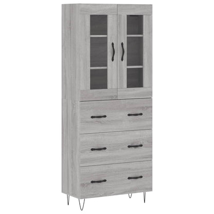 Hoge Kast 69,5X34X180 Cm Bewerkt Hout Eikenkleurig Grijs sonoma