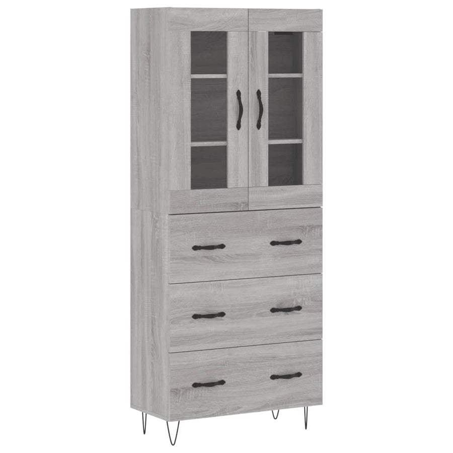 Hoge kast 69,5x34x180 cm bewerkt hout grijs sonoma eikenkleurig