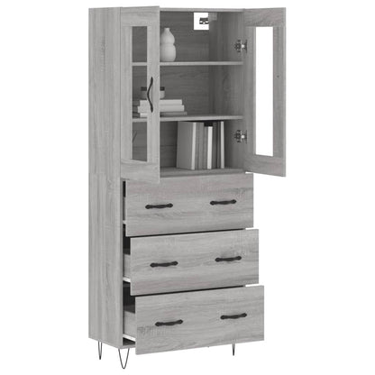 Hoge Kast 69,5X34X180 Cm Bewerkt Hout Eikenkleurig Grijs sonoma