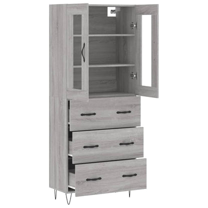 Hoge Kast 69,5X34X180 Cm Bewerkt Hout Eikenkleurig Grijs sonoma