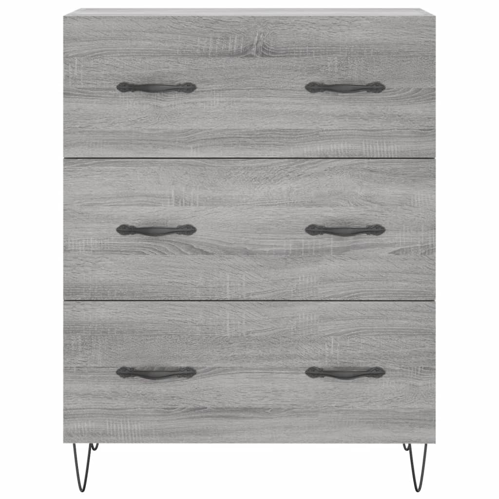 Hoge Kast 69,5X34X180 Cm Bewerkt Hout Eikenkleurig Grijs sonoma