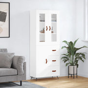 Hoge kast 69,5x34x180 cm wit bewerkt hout