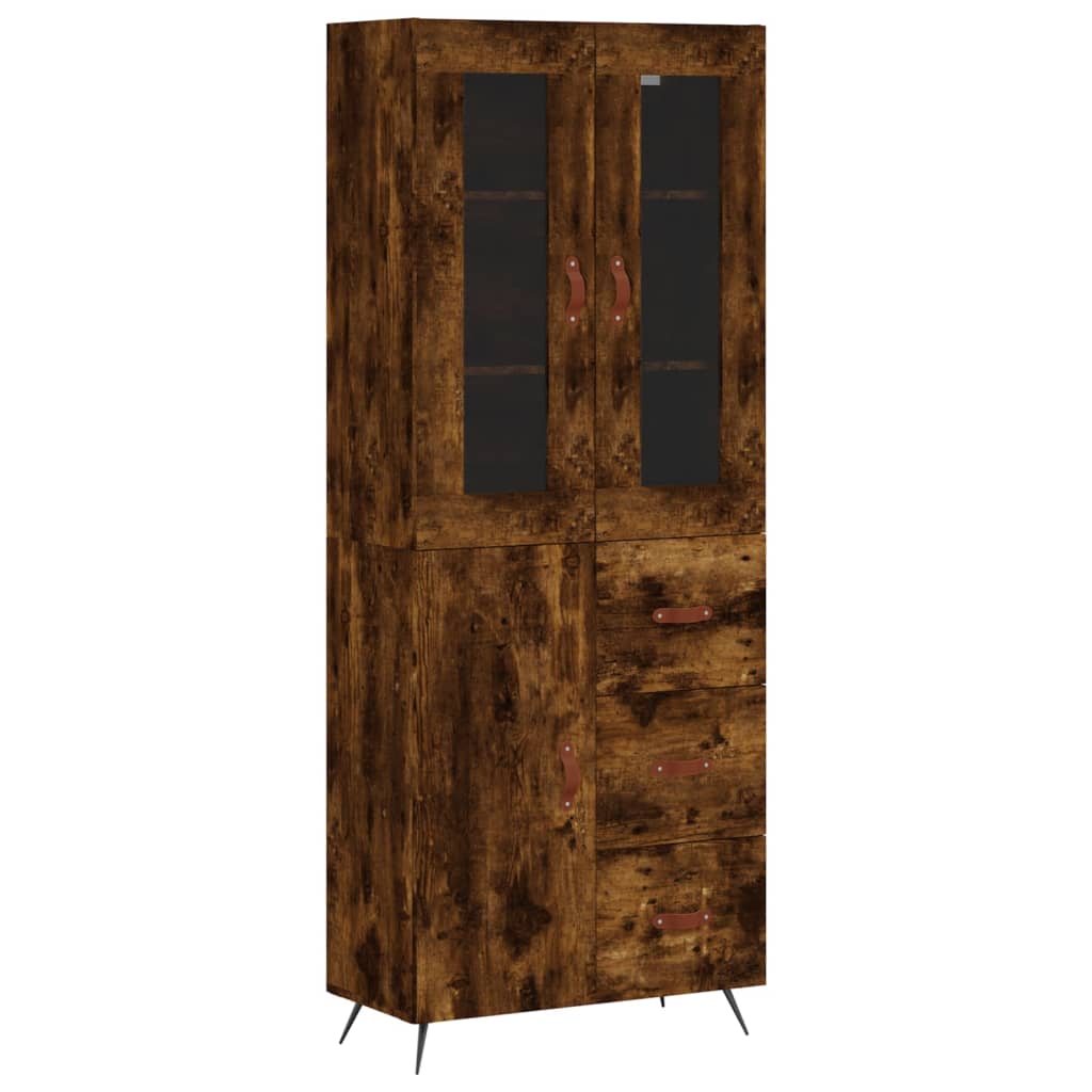Hoge Kast 69,5X34X180 Cm Bewerkt Hout Gerookt Eikenkleurig