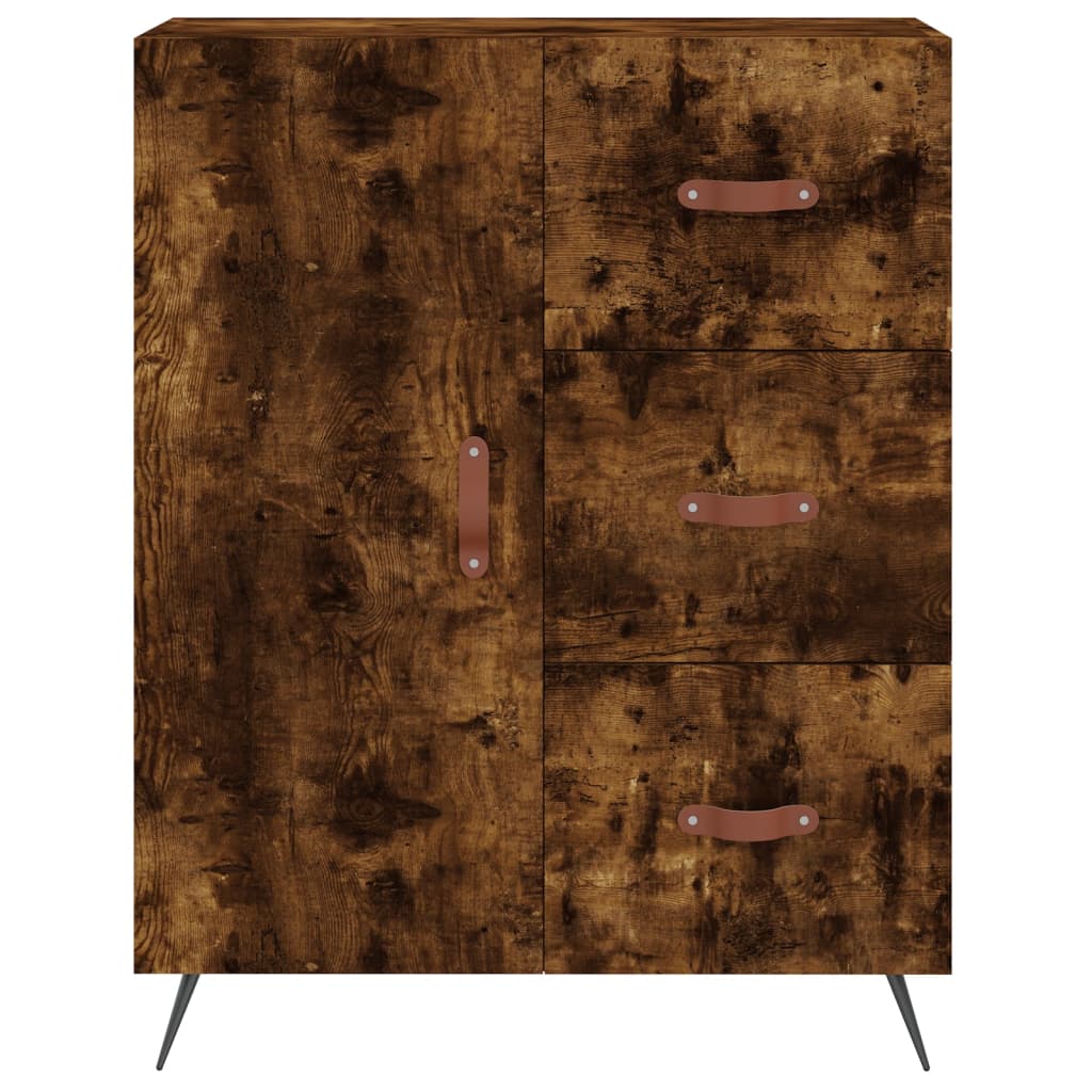 Hoge Kast 69,5X34X180 Cm Bewerkt Hout Gerookt Eikenkleurig