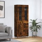 Hoge kast 69,5x34x180 cm bewerkt hout gerookt eiken