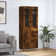 Hoge kast 69,5x34x180 cm bewerkt hout gerookt eiken
