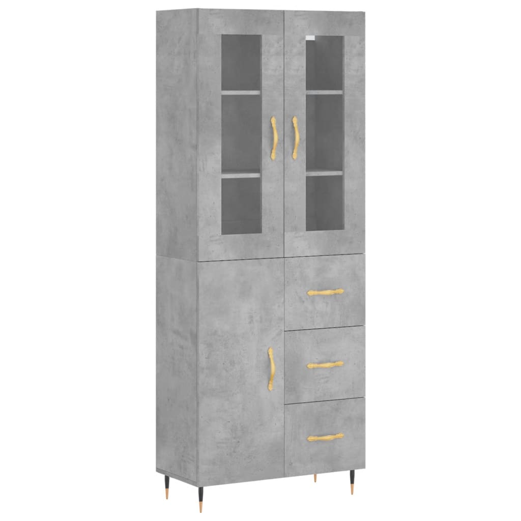 Hoge Kast 69,5X34X180 Cm Bewerkt Hout Betongrijs
