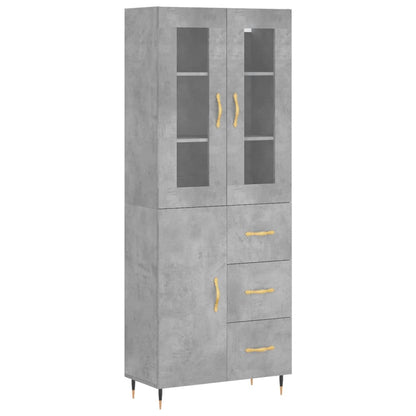 Hoge Kast 69,5X34X180 Cm Bewerkt Hout Betongrijs