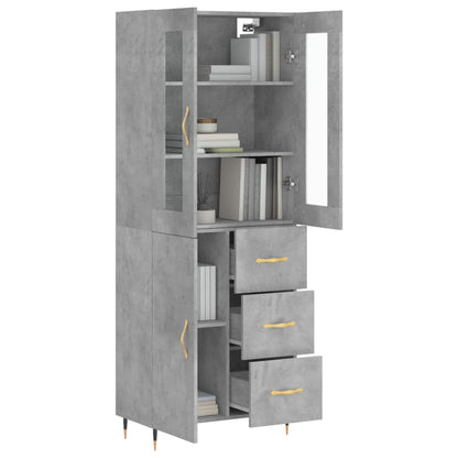 Hoge Kast 69,5X34X180 Cm Bewerkt Hout Betongrijs