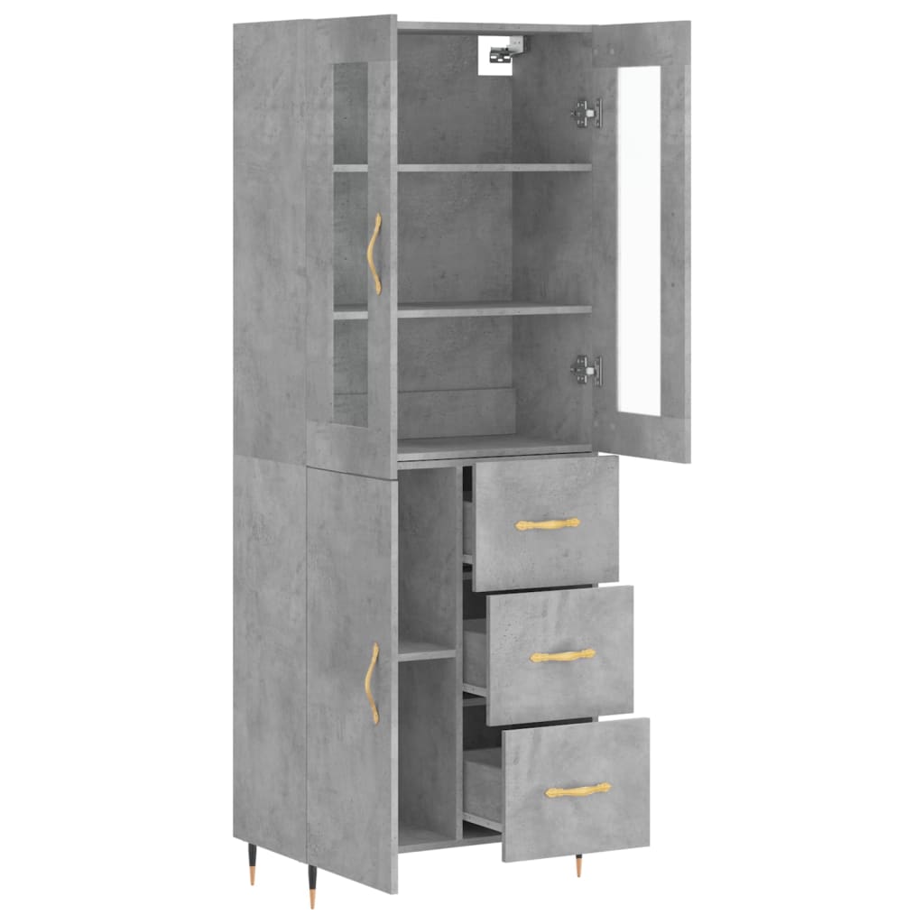 Hoge Kast 69,5X34X180 Cm Bewerkt Hout Betongrijs