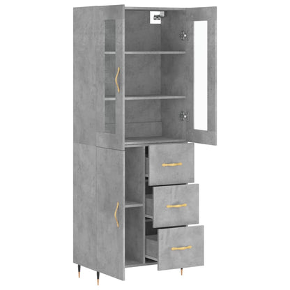 Hoge Kast 69,5X34X180 Cm Bewerkt Hout Betongrijs