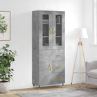 Hoge kast 69,5x34x180 cm bewerkt hout betongrijs