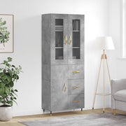 Hoge kast 69,5x34x180 cm bewerkt hout betongrijs