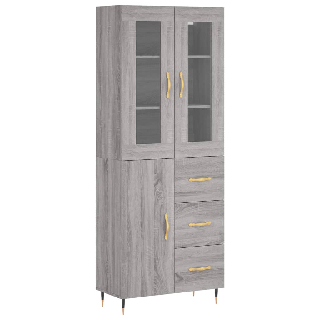 Hoge Kast 69,5X34X180 Cm Bewerkt Hout Grijs Sonoma Eikenkleurig