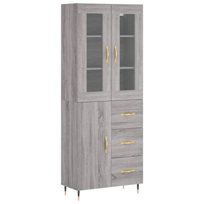 Hoge Kast 69,5X34X180 Cm Bewerkt Hout Grijs Sonoma Eikenkleurig