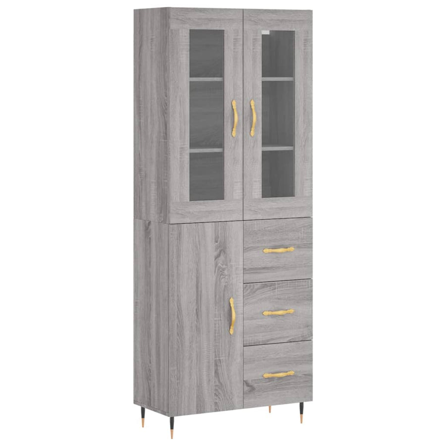 Hoge Kast 69,5X34X180 Cm Bewerkt Hout Grijs Sonoma Eikenkleurig