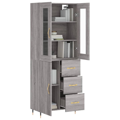 Hoge Kast 69,5X34X180 Cm Bewerkt Hout Grijs Sonoma Eikenkleurig