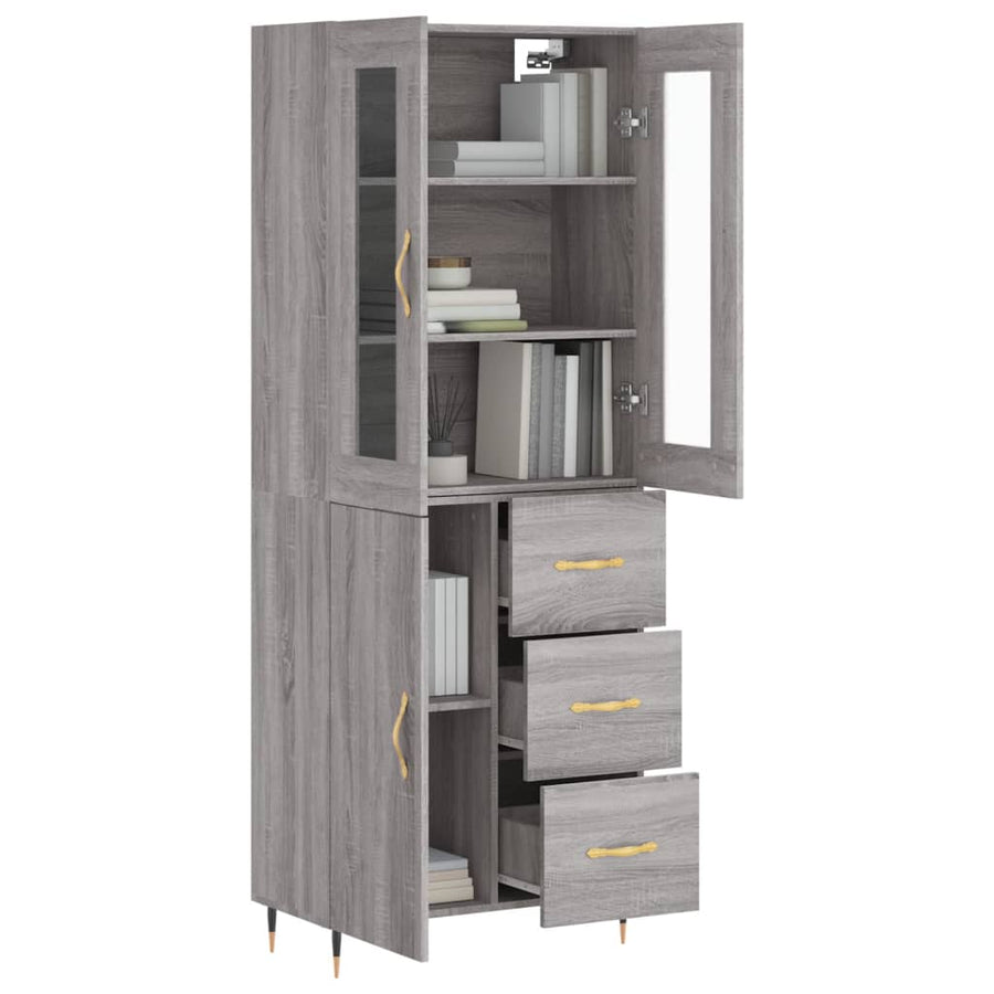 Hoge Kast 69,5X34X180 Cm Bewerkt Hout Grijs Sonoma Eikenkleurig