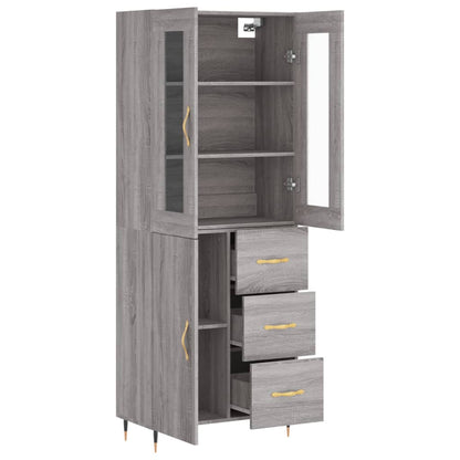 Hoge Kast 69,5X34X180 Cm Bewerkt Hout Grijs Sonoma Eikenkleurig