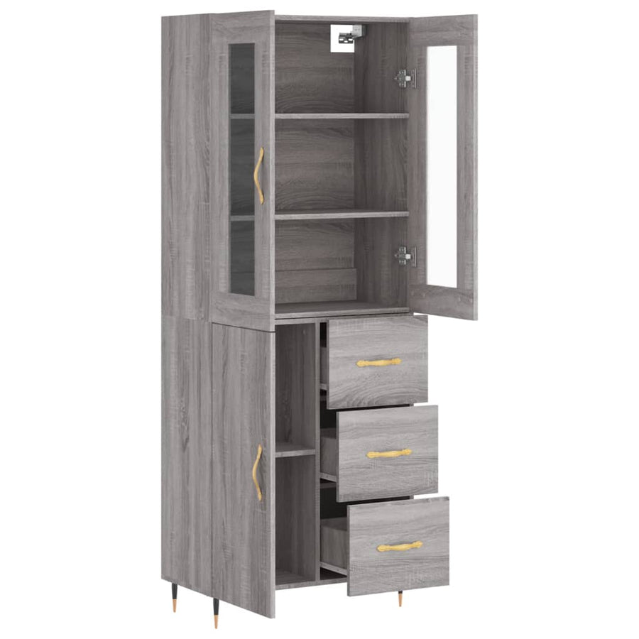 Hoge Kast 69,5X34X180 Cm Bewerkt Hout Grijs Sonoma Eikenkleurig