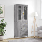 Hoge kast 69,5x34x180 cm bewerkt hout grijs