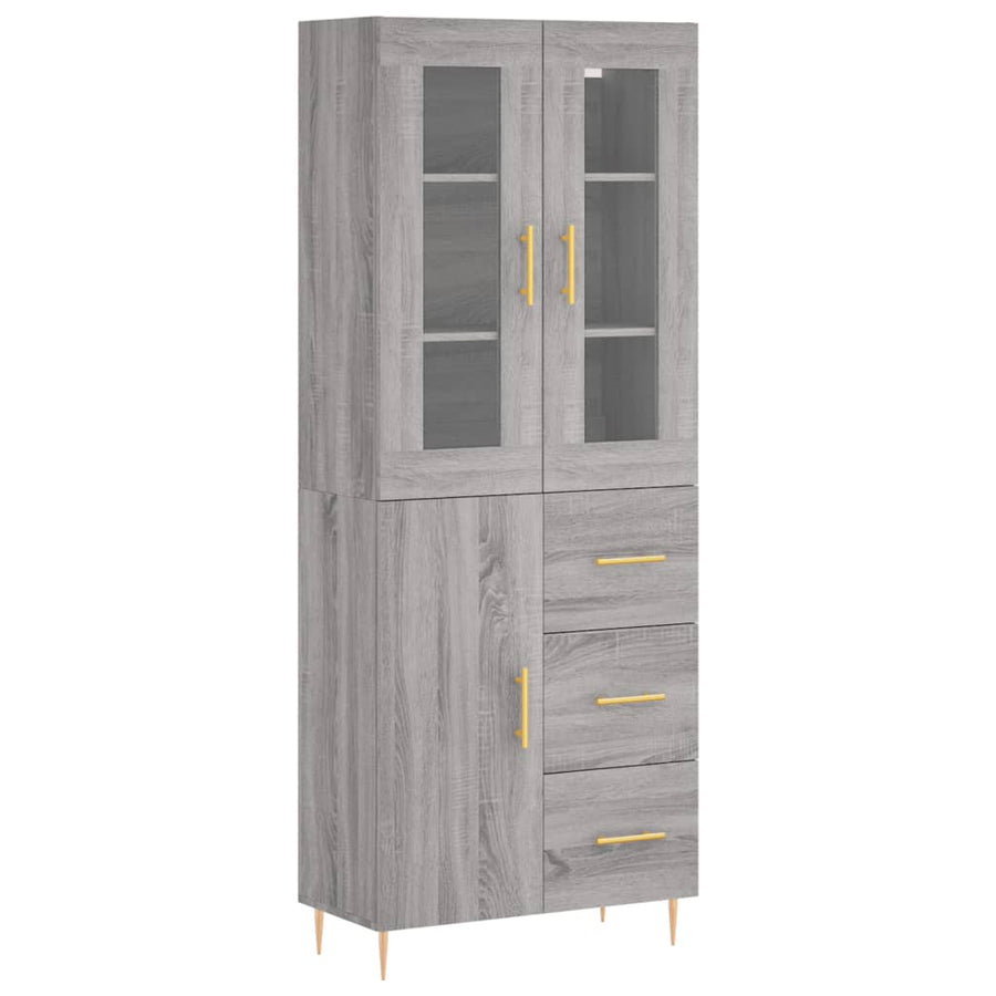 Hoge Kast 69,5X34X180 Cm Bewerkt Hout Grijs Sonoma Eikenkleurig