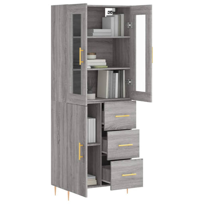 Hoge Kast 69,5X34X180 Cm Bewerkt Hout Grijs Sonoma Eikenkleurig