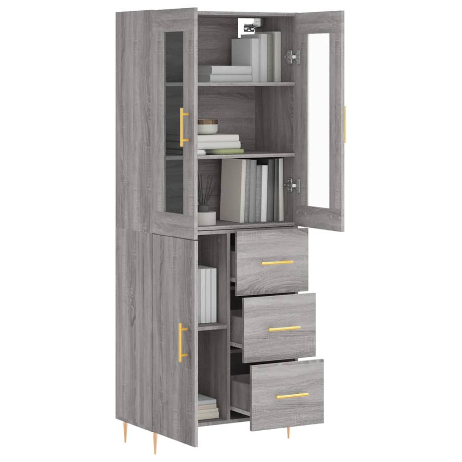 Hoge Kast 69,5X34X180 Cm Bewerkt Hout Grijs Sonoma Eikenkleurig