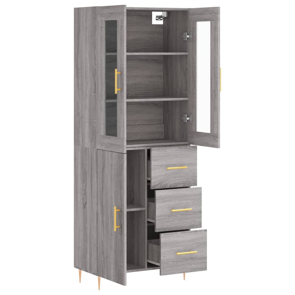 Hoge Kast 69,5X34X180 Cm Bewerkt Hout Grijs Sonoma Eikenkleurig