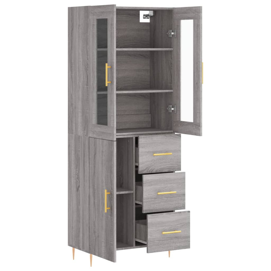Hoge Kast 69,5X34X180 Cm Bewerkt Hout Grijs Sonoma Eikenkleurig