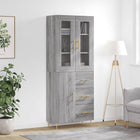 Hoge kast 69,5x34x180 cm bewerkt hout grijs sonoma