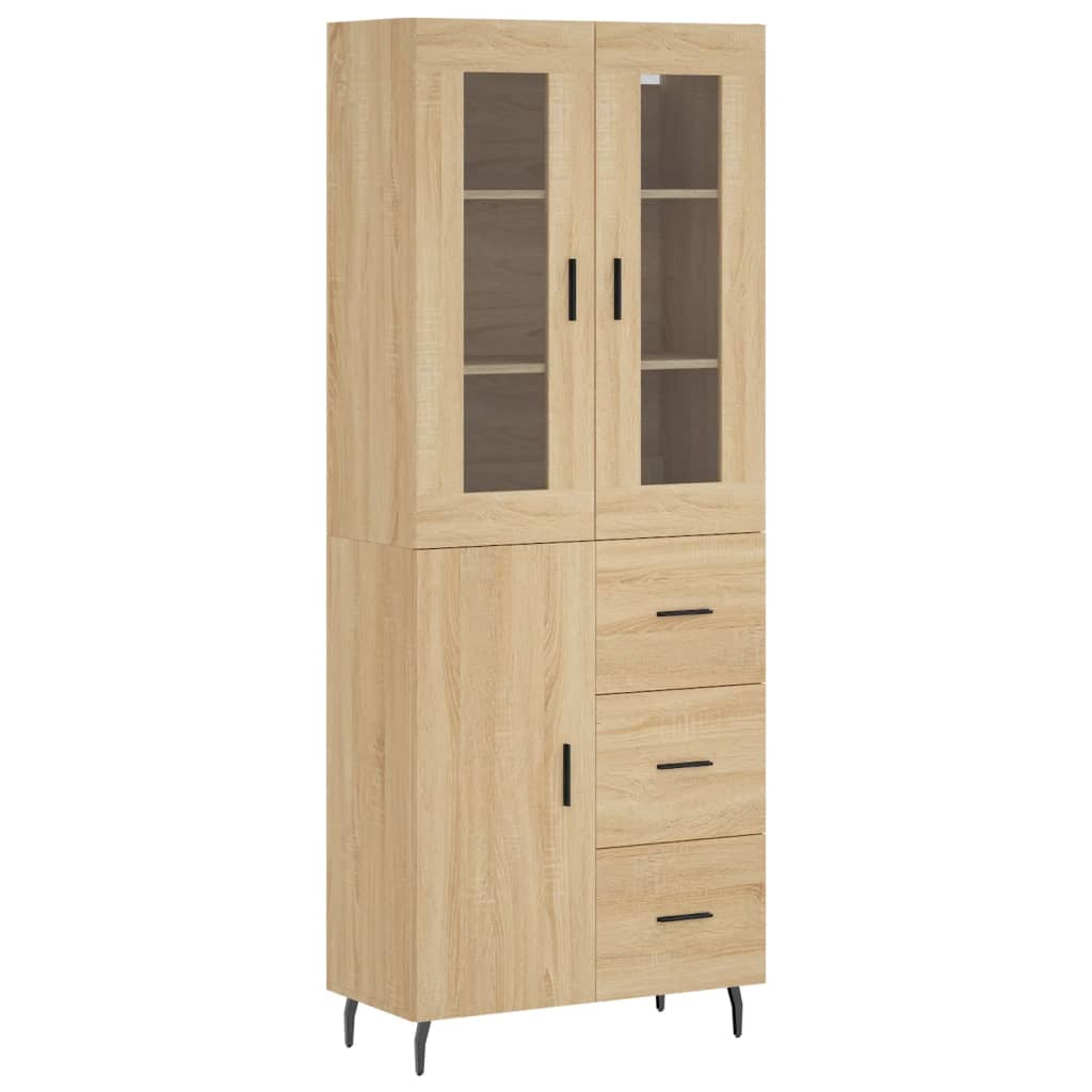 Hoge Kast 69,5X34X80 Cm Bewerkt Hout Kleurig 1 Sonoma eiken 1 deur 3 lades