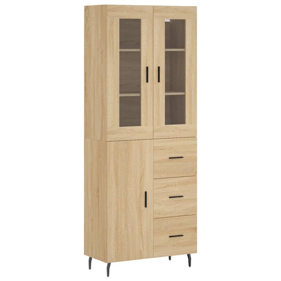 Hoge Kast 69,5X34X80 Cm Bewerkt Hout Kleurig 1 Sonoma eiken 1 deur 3 lades